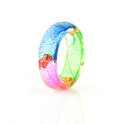 Colorful Transparent Resin Finger Ring, Pressed Flower Jewelry for Women, Colorful, US Size 6 1/2(16.9mm)