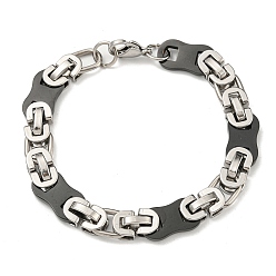 Black Two Tone 304 Stainless Steel Oval Link Chain Bracelet, Black, 8-5/8 inch(21.9cm), Wide: 10.5mm