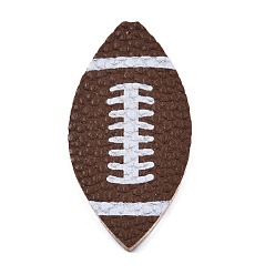 Coconut Brown Imitation Leather Pendants, Rugby, Coconut Brown, 67x33x2.5mm, Hole: 1.5mm