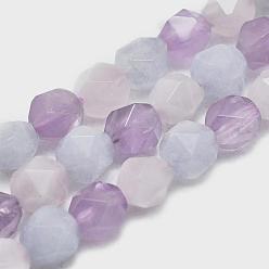 Mixed Stone Natural Aquamarine & Rose Quartz & Amethyst Beads Strands, Faceted, Round, Star Cut Round Beads, 5~6mm, Hole: 0.7mm, about 62~70pcs/Strand, 14.5 inch~15.7  inch(37~40cm)