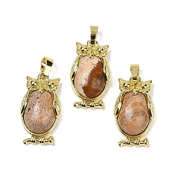 Пейзажный Джаспер Натуральная подвеска из яшмы, с латунной фурнитурой , без свинца и без кадмия, долговечный, сова, 28.5x15.5x7 мм, отверстие : 5x8 мм