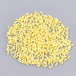 Champagne Yellow Handmade Polymer Clay Sprinkle Beads, Fake Food Craft, No Hole, Column, Champagne Yellow, 2~6x1.5mm
