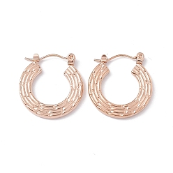 Rose Gold Ion Plating(IP) 304 Stainless Steel Donut Hoop Earrings for Women, Rose Gold, 21x20x2mm, Pin: 0.6mm