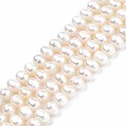 Seashell Color Natural Cultured Freshwater Pearl Beads Strands, Potato, Seashell Color, 3.5~5x4.5~6x4~5mm, Hole: 0.7mm, about 65~69pcs/strand, 13.70 inch~13.98 inch(34.8cm~35.5cm)