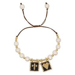 ZZ-B230001B Bohemian Style Single Color Beaded Love Cross Freshwater Pearl Bracelet for Women