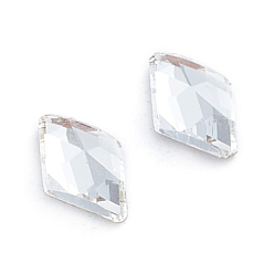 Crystal Glass Rhinestone Cabochons, Flat Back & Back Plated, Faceted, Rhombus, Crystal, 8x5x2.5mm