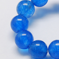 Royal Blue Natural Jade Bead Strands, Dyed, Round, Royal Blue, 8mm, Hole: 1mm, about 48pcs/strand, 14.9 inch