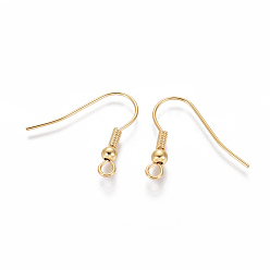 Golden 304 Stainless Steel Earring Hooks, with Horizontal Loop, Golden, 19.5x3mm, Hole: 2mm, 22 Gauge, Pin: 0.6mm