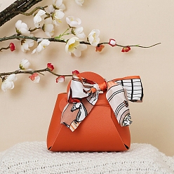 Tomato Imitation Leather Bag, with Silk Ribbon, Candy Gift Bags Christmas Party Wedding Favors Bags, Tomato, 13x12.5x5cm