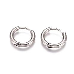 Stainless Steel Color 304 Stainless Steel Huggie Hoop Earrings, with 316 Surgical Stainless Steel Pin, Ring, Stainless Steel Color, 15x2.5mm, 10 Gauge, Pin: 0.9mm