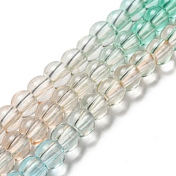 Green Dyed & Heated Synthetic Quartz Beads Strands, Gradient Color Round Beads, Green, 6mm, Hole: 1.8mm, about 76pcs/strand, 15.75''(40cm)