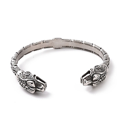 Античное Серебро 304 браслет из нержавеющей стали с открытой манжетой дракона для мужчин и женщин, античное серебро, внутренний диаметр: 3-1/8 дюйм (7.8 см)