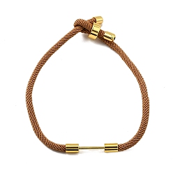 Шоколадный Плетеный браслет из нейлонового шнура, с латунной фурнитурой , реальный 18 k позолоченный, цвет шоколада, 9-1/2 дюйм (24 см), ссылка: 24x4 mm