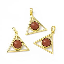 Красный Камень Природные красной яшмы подвески, треугольник прелести, с латунными фурнитурой с золотистым покрытием, без кадмия и без свинца, 26.5x27x7~7.5 мм, отверстие : 7x4 мм