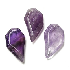 Amethyst Natural Amethyst Pendants, Faceted Half Heart Charms, 27x14x5.5mm, Hole: 1.5mm