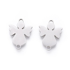 Нержавеющая Сталь Цвет Устойчивы к потускнению 201 звенья из нержавеющей стали, ручная полировка, ангел, цвет нержавеющей стали, 16x12x1.5 мм, отверстие : 1.6 мм