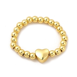 Сердце Круглые кольца из латуни и бисера из сплава для женщин, без свинца и без кадмия, долговечное покрытие из настоящего золота 18 k, Сердце Pattern, 3 мм, внутренний диаметр: 20 мм, Сердце: 6x5.5x3 mm