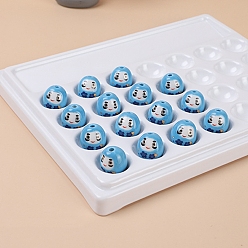 Темно-Голубой Фарфоровые бусины ручной работы, яркие остекление, овальные, дхарма, глубокое синее небо, 16x15 мм