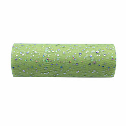 Medium Sea Green 10 Yards Sparkle Polyester Tulle Fabric Rolls, Deco Mesh Ribbon Spool with Paillette, for Wedding and Decoration, Medium Sea Green, 15cm