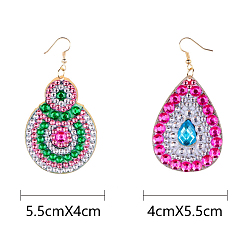 Mixed Color DIY Asymmetric Dangle Earring Making Diamond Painting Kits, Mixed Pattern, Mixed Color, Pendant: 40~55x40~55mm, 2 pairs/set