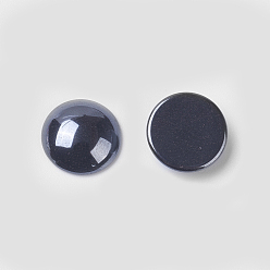 Black Non-magnetic Synthetic Hematite Cabochons, Grade A, Half Round, Black, 14x4mm