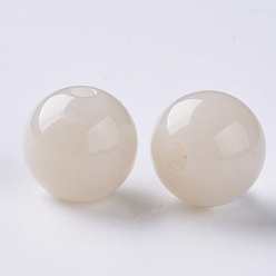 WhiteSmoke Imitation Jelly Acrylic Beads, Round, WhiteSmoke, 15.5x15mm, Hole: 3mm