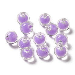Lilac Transparent Acrylic Beads, Bead in Bead, Round, Lilac, 7.5x7mm, Hole: 2mm, about: 2083pcs/500g