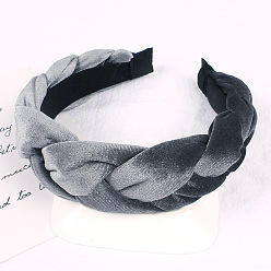 Large flannel solid color twisted headband in gray, No. 9 shade Бархатная повязка на голову для женщин, однотонный аксессуар для волос с широкими полями