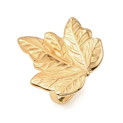 Лист 304 кольца для пальцев из нержавеющей стали для женщин, золотые, лист, внутренний диаметр: 17.2 мм