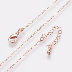 Real Rose Gold Plated Long-Lasting Plated Brass Heart Link Chains Necklaces, with Lobster Claw Clasp, Nickel Free, Real Rose Gold Plated, 18.1 inch (46cm), 2mm, Heart Link: 3x2x0.7mm