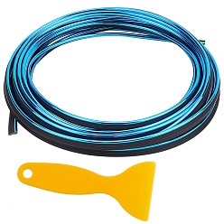 Blue Car Interior Moulding Trim, Rubber Seal Protector, with Scraper Tool, Fit for Most Car, Blue, 6x2.5mm