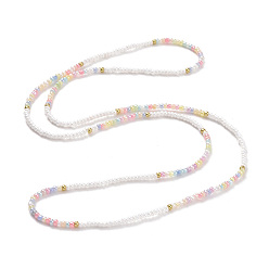 Mixed Color Glass Seed Beaded Elastic Waist Bead Chains, Summer Body Chains, Bikini Jewelry Chains for Women Girls, Mixed Color, 31-7/8 inch(81cm)