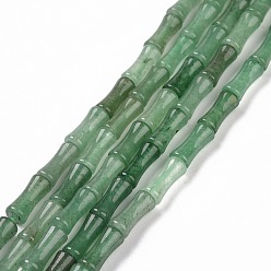 Green Aventurine Natural Green Aventurine Beads Strands, Bamboo Stick, 12.5x5.5mm, Hole: 1mm, about 31pcs/strand, 15.75 inch(40cm)