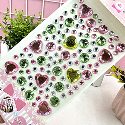 Зеленый Акриловые наклейки горного хрусталя, декоративные наклейки с драгоценными камнями и кристаллами для детского творчества, сердце, зелёные, 225x100 мм