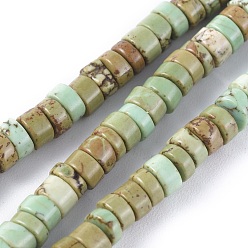 Dark Sea Green Natural Magnesite Beads Strands, Heishi Beads, Dyed & Heated, Flat Round/Disc, Dark Sea Green, 4x2mm, Hole: 0.8mm, about 86pcs/strand, 15.1 inch(38.5cm)