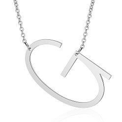 Letter G 201 Stainless Steel Initial Pendants Necklaces, with Cable Chains, Letter, Letter.G, 17.3~18.3 inch(44~46.5cm)x1.5mm, LetterG: 37x21.5x1mm