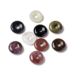 Mixed Stone Natural & Synthetic Gemstone Pendants, Donut/Pi Disc Charm Charm, 20x5~7mm, Hole: 6mm