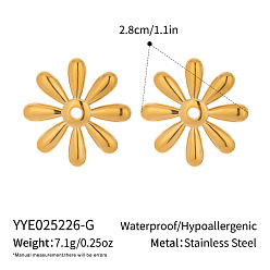 Настоящее золото 18K Серьги-гвоздики из нержавеющей стали в форме цветка, реальный 18 k позолоченный, 28 мм