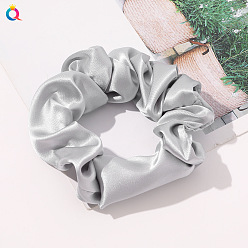 Simulated silk 8cm small loop - silver gray Elegant and Versatile Solid Color Hair Scrunchies for Women, Simulated Silk Ponytail Holder Accessories