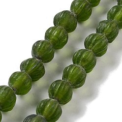 Olive Drab Handmade Nepalese Lampwork Beads, Pumpkin, Olive Drab, 10.5x9.5mm, Hole: 1.5mm, about 64pcs/strand, 25.79''(65.5cm)