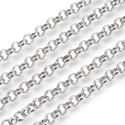 Stainless Steel Color 304 Stainless Steel Rolo Chains, Belcher Chain, Unwelded, Stainless Steel Color, 5mm