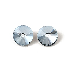 Аквамарин K 5 кабошоны из стеклянного страза, задние и задние, граненые, конус, горный хрусталь Риволи, аквамарин, 8x4 мм