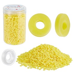 Jaune Perles en fimo faits à la main, disque / plat rond, perles heishi, jaune, 6x1mm, Trou: 2mm, 170 g (environ 3995 pcs)