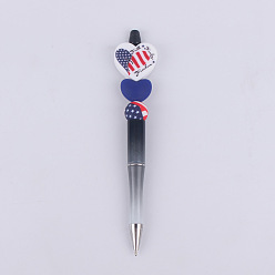 Flag Plastic Ball-Point Pen, Beadable Pen, for DIY Personalized Pen, Independence Day, Flag, 145mm