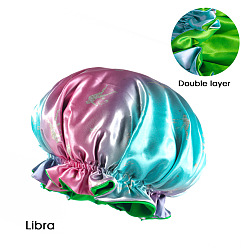 Libra Polyester Satin Bonnets, Sleep Bonnet Cap, Double Layer Gradient Color Shower Caps, Constellations Theme, Libra, 360mm