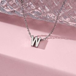 Letter W 304 подвесные из нержавеющей стали ожерелья, буквы, Буква W, 15.94 дюйм(40.5см)~16.14 дюйм(41см)+54мм удлинитель, буквы: 10x9x4 мм.
