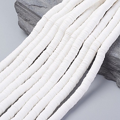 Белый Бусины из хеши из полимерной глины ручной работы, Диск / плоские круглые, белые, 8x0.5~1 мм, отверстие : 2 мм, около 380~400 шт / нитка, 17.7 дюйм