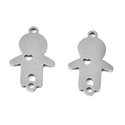 Stainless Steel Color Non-Tarnish 201 Stainless Steel Connector Charms, Laser Cut, Boy, Stainless Steel Color, 19x11.5x1mm, Hole: 1.4mm