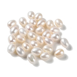 WhiteSmoke Natural Cultured Freshwater Pearl Beads, Half Drilled, Rice, Grade 6A+, WhiteSmoke, 7~9x6.5~7mm, Hole: 0.9mm
