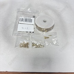 Золотой Наборы для самостоятельного изготовления цепочек/браслетов, Включая 304 цепочки из нержавеющей стали в виде скрепок, застежки для цепочек и открытые соединительные кольца., Карабин-лобстеры, латунные, золотые, ссылка: 11~12x4x0.5~0.87 mm, около 16.4 футов (5 м) / рулон, 1 рулон